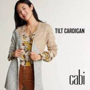 Cabi Colourblock Tilt Longline V-Neck Cardigan, Neutral, Cozy, Cottagecore, Sz S